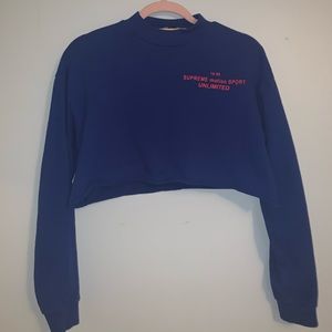 Cropped Royal Blue Long Sleeved Sweatshirt